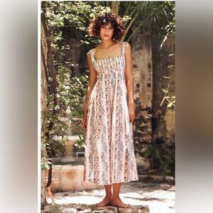 Agua by Agua Bendita Hortensia Pleated Floral Cotton Dress